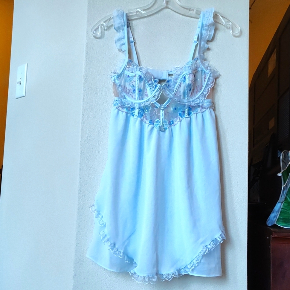 For Love And Lemons Sorbet Rose Babydoll Baby Blue XS